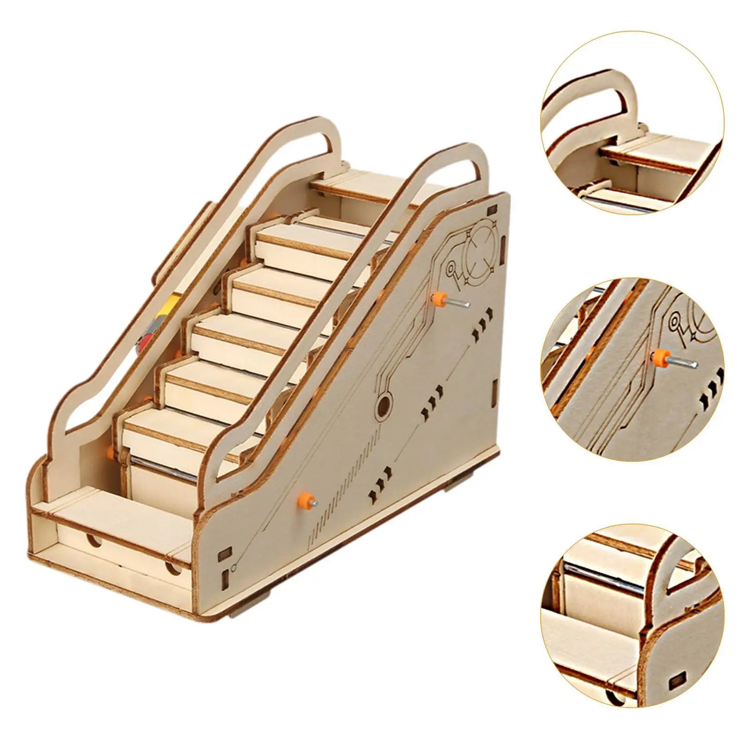 3D Wooden Mechanical Assembling Toys Escalator DIY Manual Science Experiment Puzzle Educational Model Mini Escalator Model