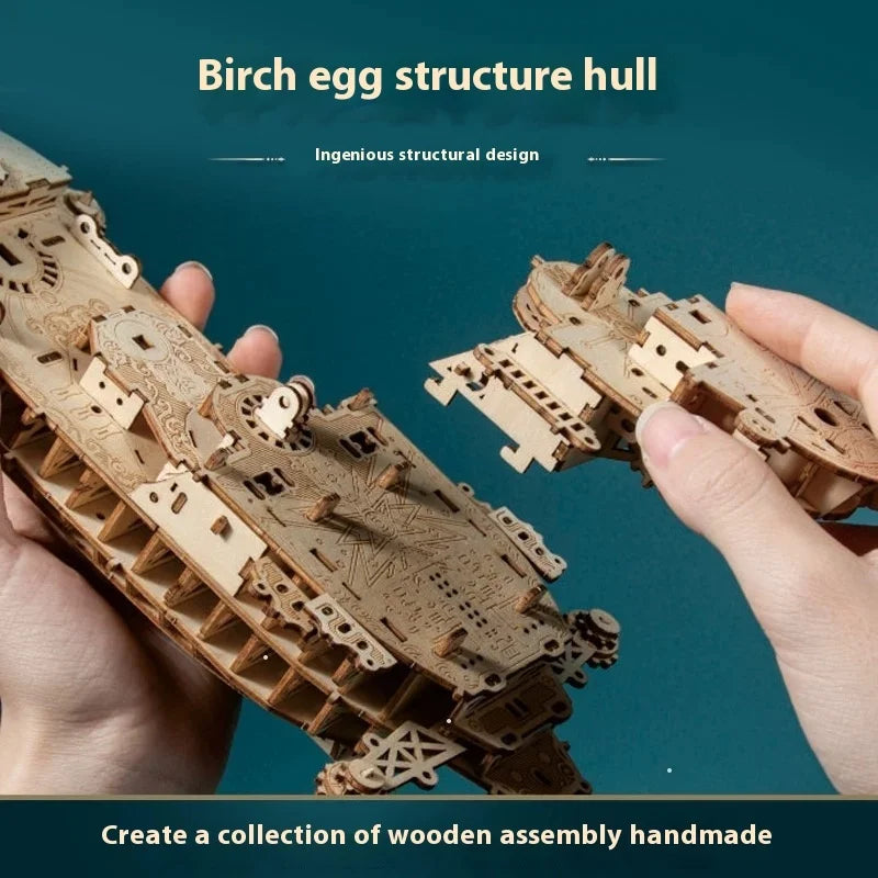 Master Of Mystery Future Pirate Ship Wooden Assembly Model Desktop Decoration Friend'S Birthday Gift Boutique Gift Box Set