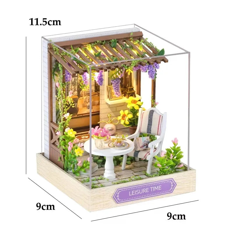 Wooden 3D Puzzles Mini Doll House DIY Small House Kits Assembly Model Building Room Bedroom With Furniture Dollhouse Xmas Gifts