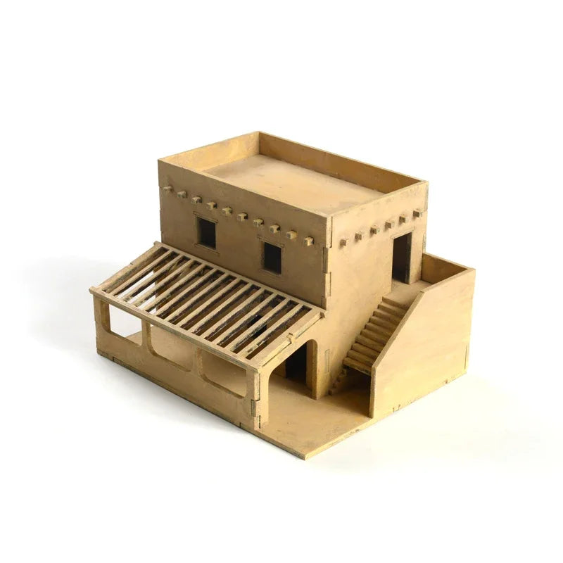 1/72 Middle East Two-story Building Scene Wooden Assembly Model Decorations DIY Hand Gifts