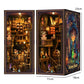 3D Wooden Book Stand Puzzle,DIY Book Nook Kits,Dollhouse Wood Bookends Book Nook Model Building Kit with LED ,Gift for Adults