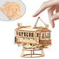 3D Retro Tram Model Wooden Jigsaw Puzzle DIY Wooden Jigsaw Puzzle Adult Toy Children's Educational Game Wooden Jigsaw Puzzle