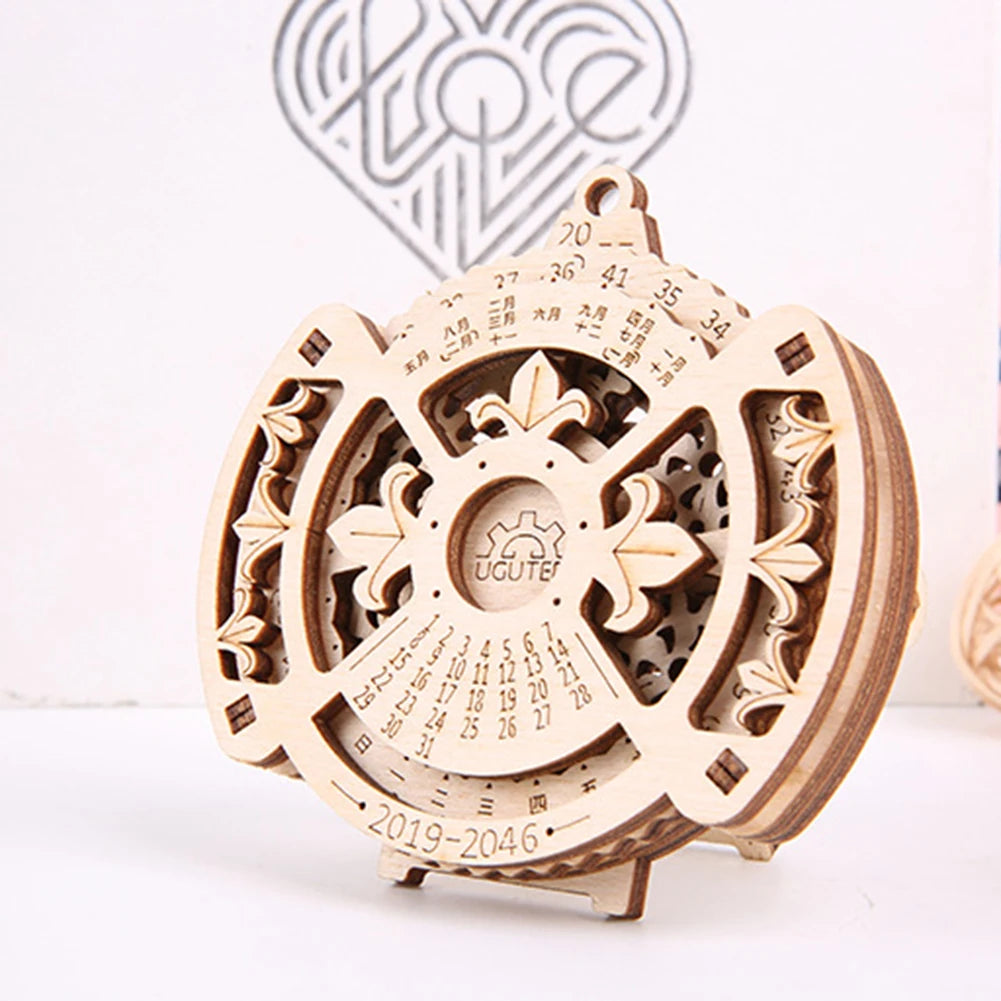 DIY 3D Perpetual Calendar Wooden Puzzle Game Gear Rotating Assembly Toy Learning & Education Unisex Puzzles Toy For Teens Adults