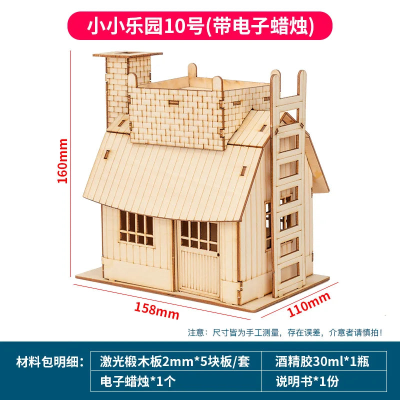 1:50 Scale Miniature Building Prefabricated House Wooden Cabin DIY Assembly Model Kit Wooden Constructor Architecture Material