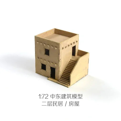 1/72 Middle East Two-story Building Scene Wooden Assembly Model Decorations DIY Hand Gifts