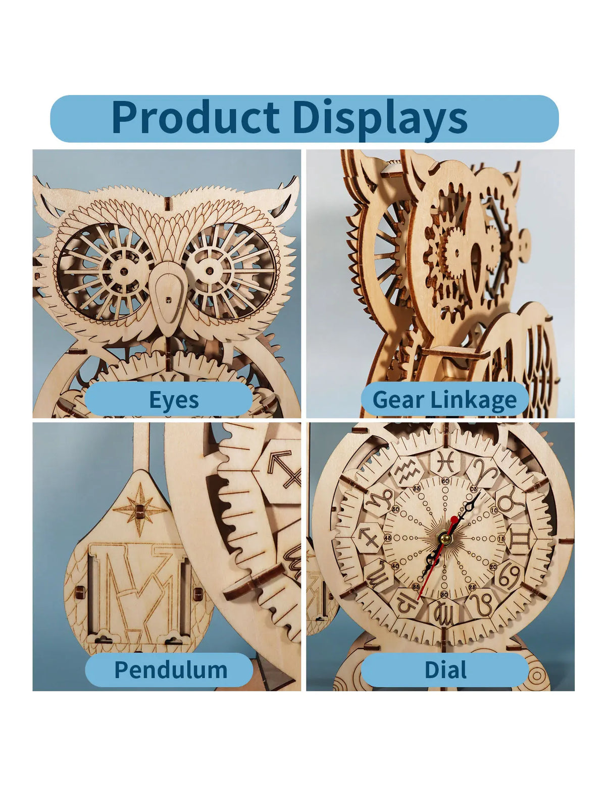Clock Model Kit 3D Wooden Puzzle Owl Clock Model Kits To Build Wooden Construction Han ...