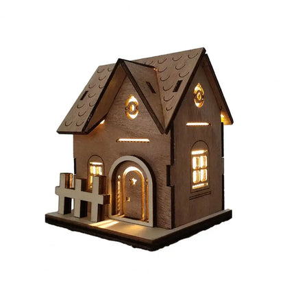 Wood House Model for Christmas Christmas House Ornament Festive Wooden House Ornaments Durable Warm Light Christmas for Home