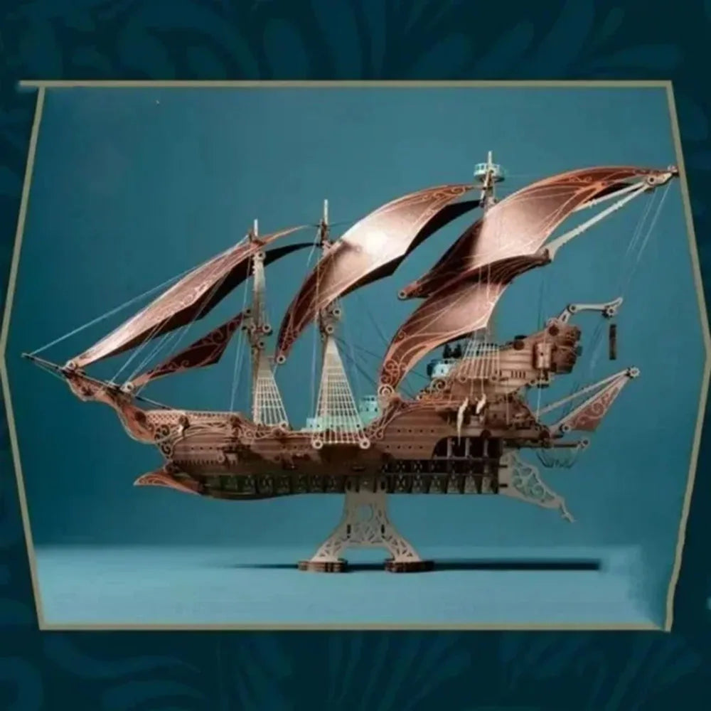 Fantasy spaceship pirate ship 3D three-dimensional puzzle handmade wooden model creative holiday gift