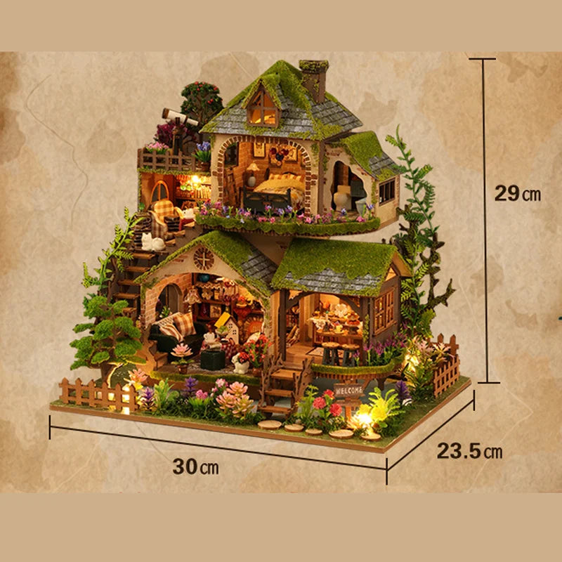 DIY Wooden Miniature Model Kit Forest Adventures Casa Doll Houses 3D Puzzle Dollhouse With Furniture for Friends Christmas Gifts