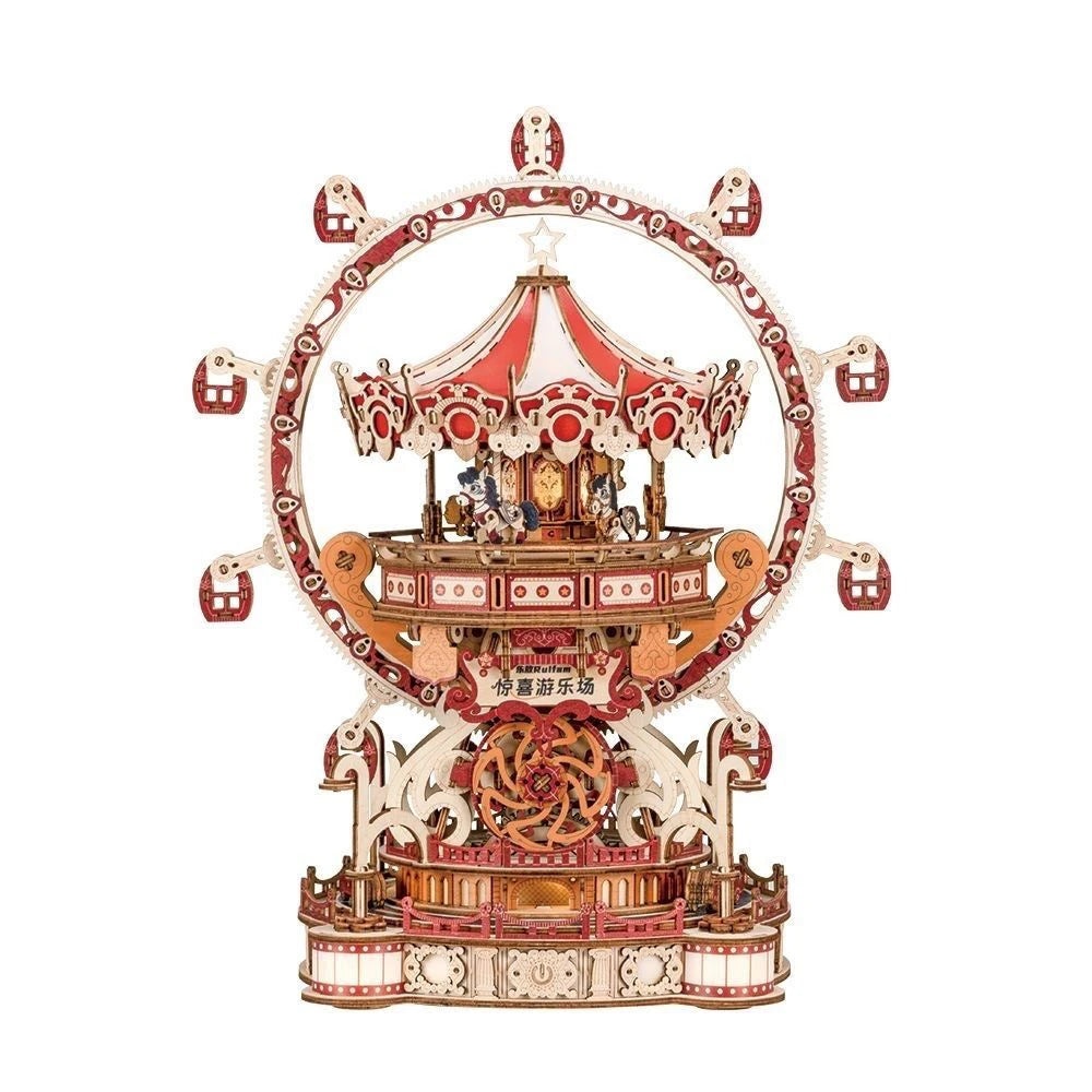 NEW DIY 3D Wooden Puzzle Playground Miniature Model Kits Assembly Jigsaw Puzzles Can Turn for Friends Birthday Gifts