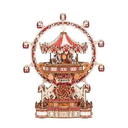 NEW DIY 3D Wooden Puzzle Playground Miniature Model Kits Assembly Jigsaw Puzzles Can Turn for Friends Birthday Gifts