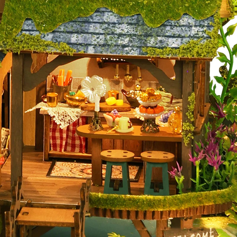 DIY Wooden Miniature Model Kit Forest Adventures Casa Doll Houses 3D Puzzle Dollhouse With Furniture for Friends Christmas Gifts