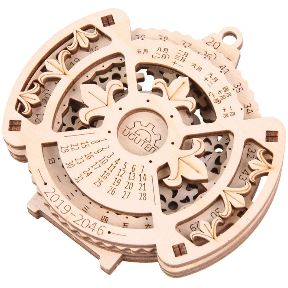 DIY 3D Perpetual Calendar Wooden Puzzle Game Gear Rotating Assembly Toy Learning & Education Unisex Puzzles Toy For Teens Adults