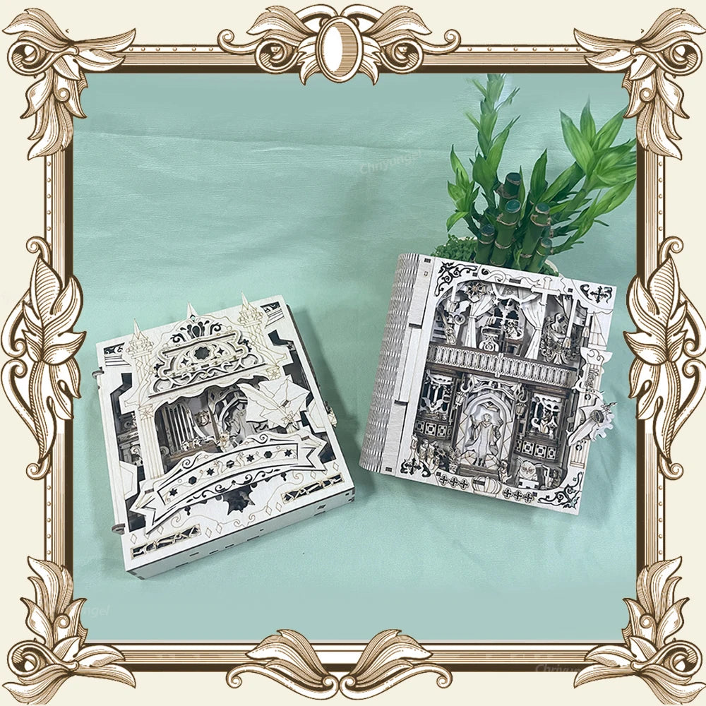 Book of Secrets 3D Puzzle Wooden DIY Assembly Miniature House Kit Home Living Room Decor Crafts Gift for Adults Kids 2 Styles