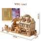 3D Wooden Puzzle WW2 War City Postwar Handmade Mechanical Assembly House Model DIY Kits Toys Desk Decoration Gifts For Kids