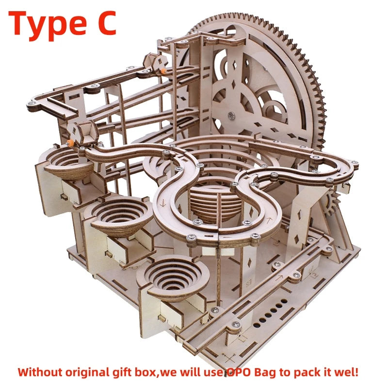 3d Wooden Puzzle Building Model Kits Marble Runs Mechanical Puzzles Self Assembly Toy STEAM Educational Toys for Kids Adult Gift