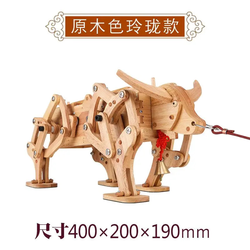 Wooden Gear Mechanical Ox Cart Model Invention in Ancient China Creative Assembly Toys Crafts Walks On Its Own Gift
