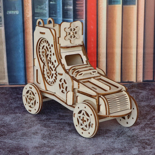 3D wooden puzzle toys suitable for adults, assembly models for shoe and car combinations, wooden DIY assembly building block