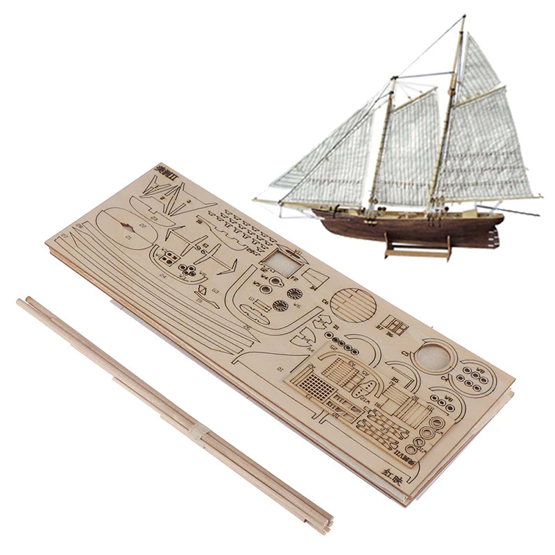 1:120 DIY Wooden Assembly Sailing Ship Model Classic Sailing Boat Puzzle Toys