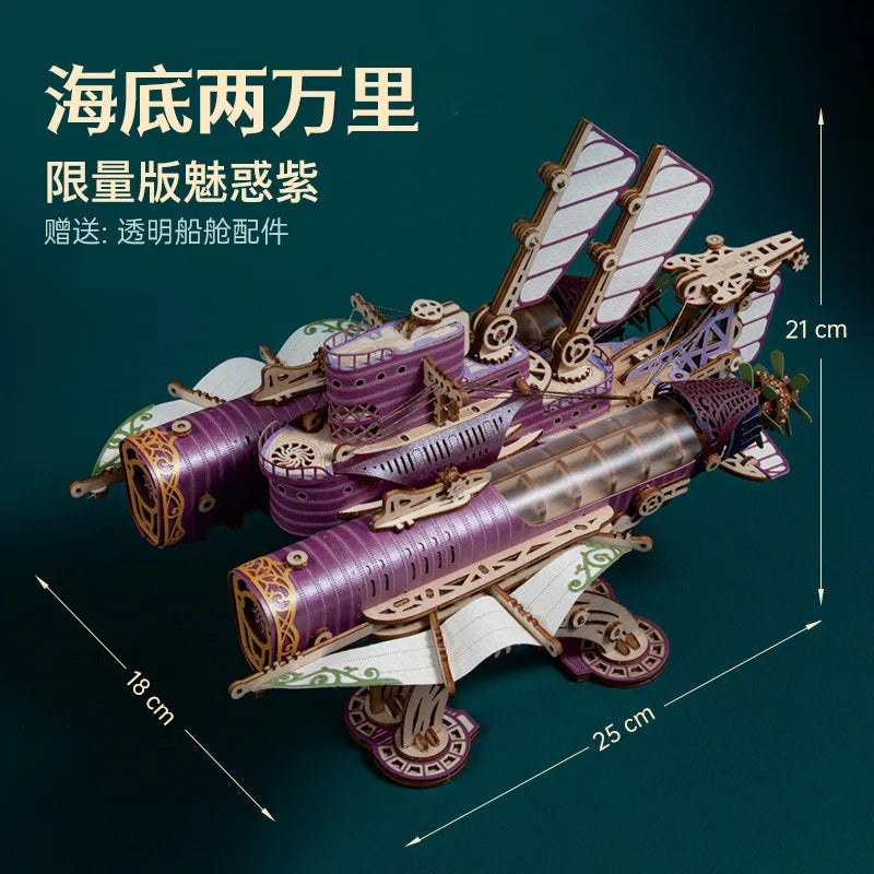 Fantasy Spaceship Pirate Ship 3d Puzzle Handmade Wooden Model Creative Toys Holiday Gift Child Desktop Decor