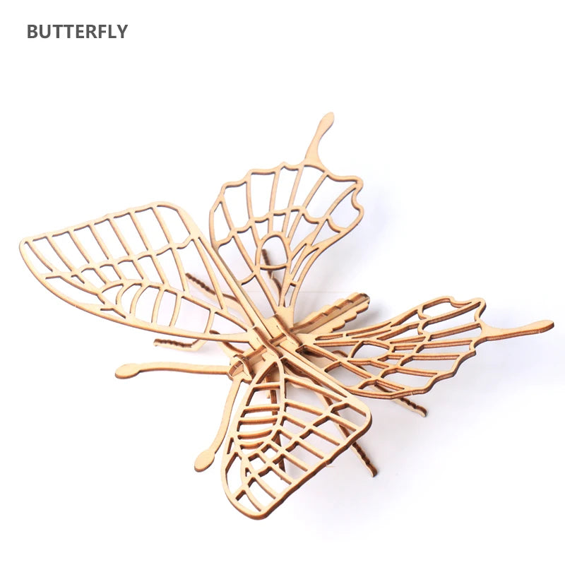 Wooden 3D Puzzle DIY Insects Animal butterfly Bee Adult Puzzles Toys ornament handicraft scorpion 14+