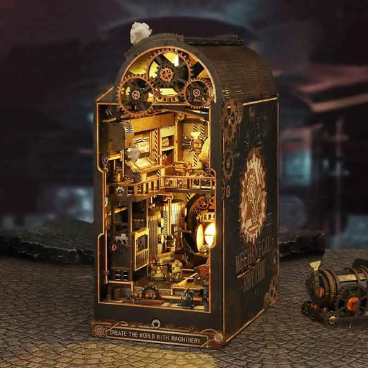 3D Wooden Puzzle Mini Doll House DIY Book Nook Kit Assembly Model Building Bookend Toy Bookshelf Insert Decor With LED Xmas Gift