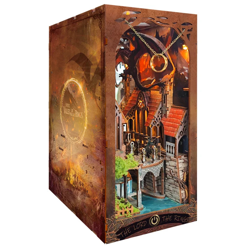 3d Diy Book Nook Shelf Wooden Model Bookshelf Kits Spirit Valley Of The Magic Ring Handmade Miniature Bookend For Friends Gift