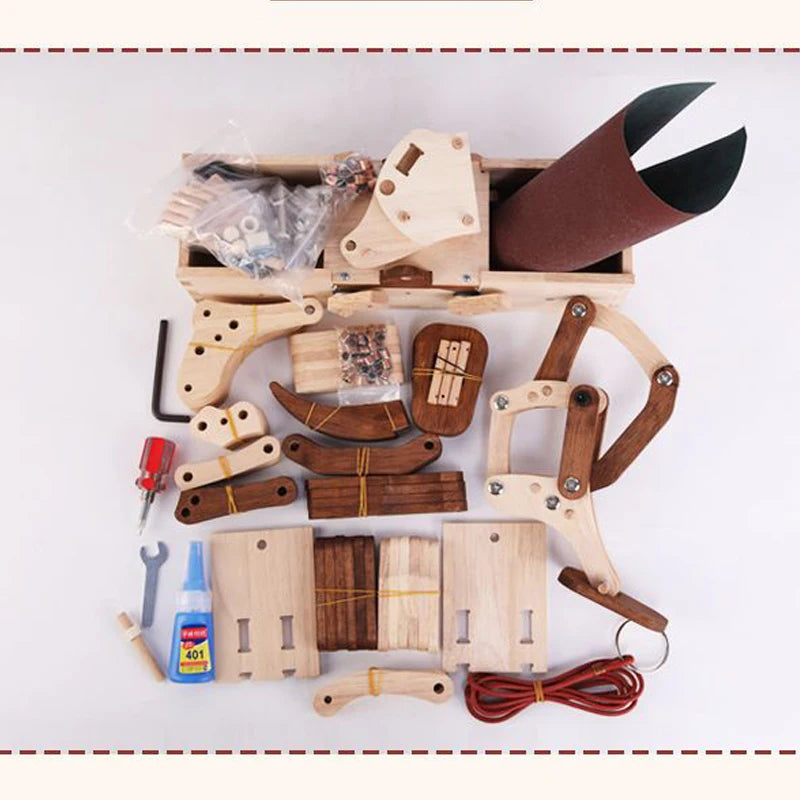 Wooden Gear Mechanical Ox Cart Model Invention in Ancient China Creative Assembly Toys Crafts Walks On Its Own Gift