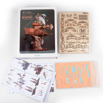 MOC DIY 3D Wooden Puzzle Fantastic Spaceship Popular Assembly Model Kits Construction Toys For Children Kids Girls Birthday Gift