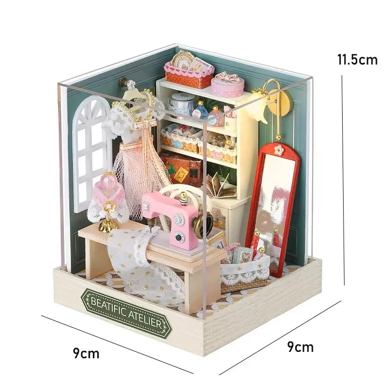 Wooden 3D Puzzles Mini Doll House DIY Small House Kits Assembly Model Building Room Bedroom With Furniture Dollhouse Xmas Gifts