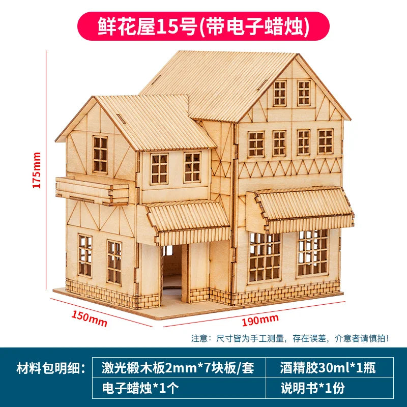 1:50 Scale Miniature Building Prefabricated House Wooden Cabin DIY Assembly Model Kit Wooden Constructor Architecture Material
