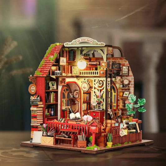 DIY Wooden Cabin Model Kit - Handmade bookstore garden pet shop Assembly House Birthday Gift Creative Handcraft Building Project