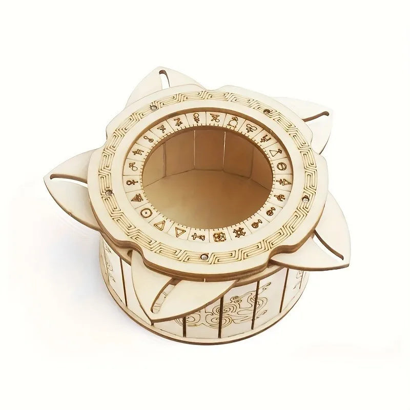 1pc 3D Wooden Puzzle Treasure Box Hand-Assembled Machinery Treasure Box
