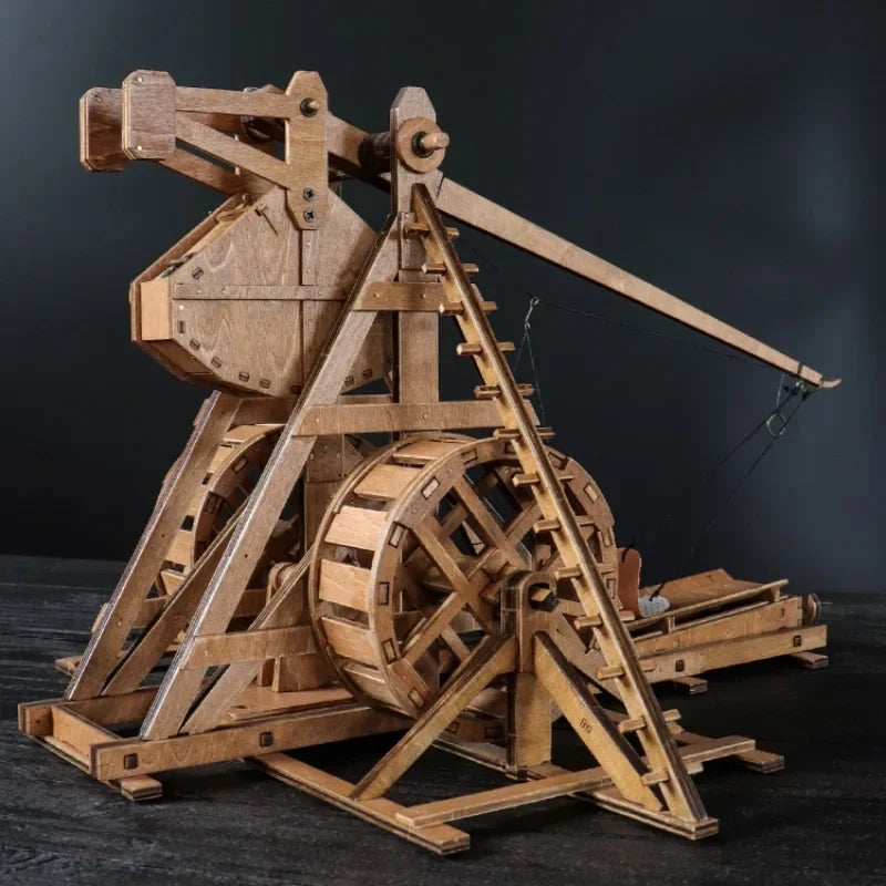 1:48 Rotary Counterweight Trebuchet Catapult DIY Ancient Chariot Model Siege Car Wooden 3D Puzzle Need Assembly