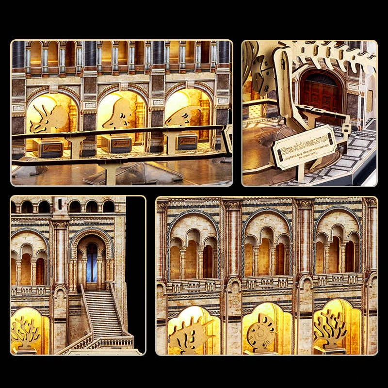 DIY Wooden Puzzle 3D Natural History Museum Model Apatosaurus Blue Whale Miniature Skeleton Assemble Toy Children Adult Gift