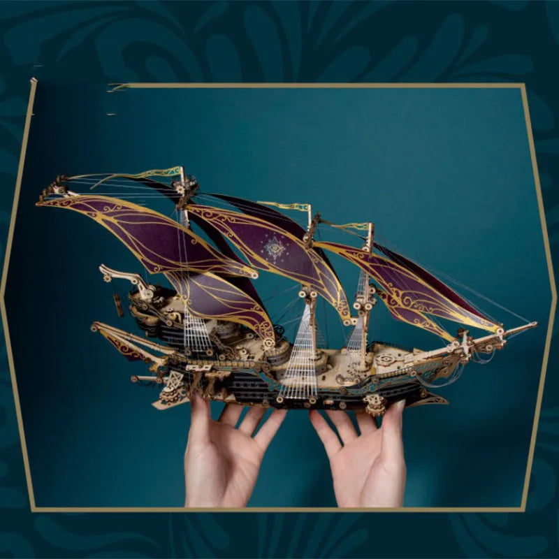 Fantasy Spaceship Pirate Ship 3d Puzzle Handmade Wooden Model Creative Toys Holiday Gift Child Desktop Decor