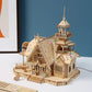 3D Wooden Puzzle Villa House Royal Castle with Light Assembly Toy Kid Adult DIY Model Kits Desk Decoration for Gift