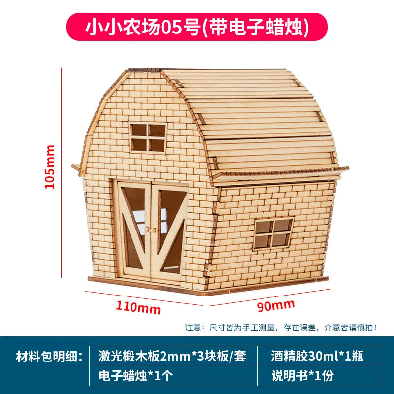 1:50 Scale Miniature Building Prefabricated House Wooden Cabin DIY Assembly Model Kit Wooden Constructor Architecture Material