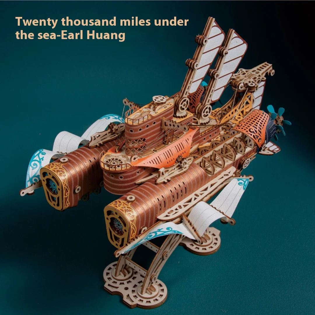 Fantasy Spaceship Pirate Ship 3d Puzzle Handmade Wooden Model Creative Toys Holiday Gift Child Desktop Decor