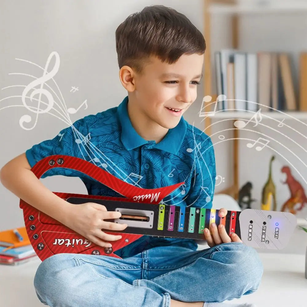 Wooden DIY Technology Electric Guitar Sound DIY Assembly Children's Music Guitar Toy Interactive Portable Music Instrument Toys