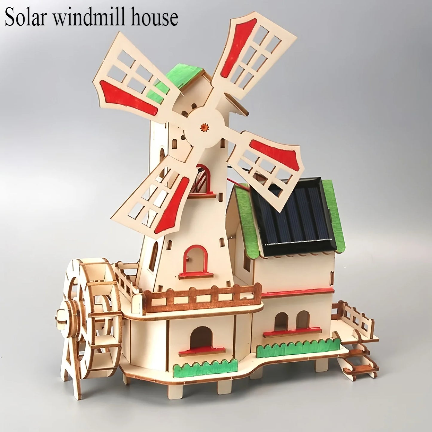 Solar windmill houses, children's DIY handcrafted assembly models, 3D wooden jigsaw puzzles, educational science experiments