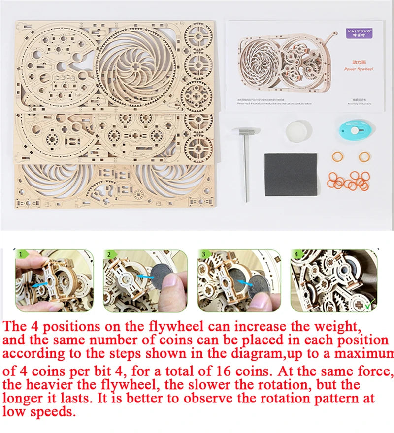 DIY Wooden Model 3D Puzzle Miniature Building Kit Mechanical Gear Rotation Educational Jigsaw Puzzle for Children Birthday Gifts