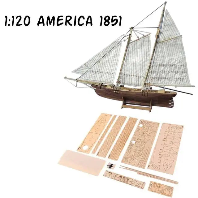 1:100/148/130/120 Wooden Ship Assembly Model DIY Kit Sailing Home Desktop Room Sailboat Decor Ship Model Set for Kids Adult Gift