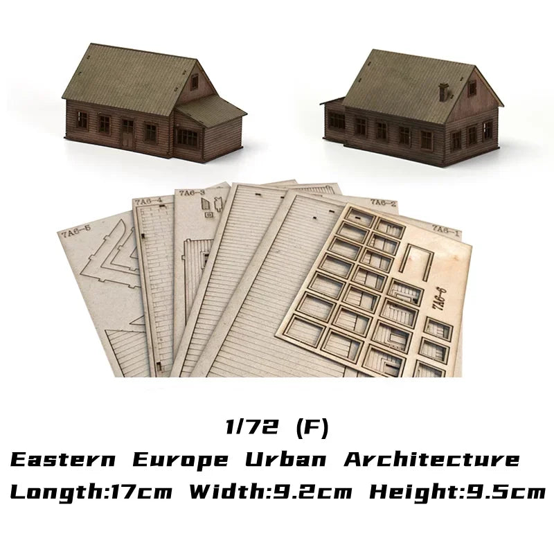 1/72 Wood Eastern European Towns Assemble Building Model Decoration DIY Handmade Architecture Scenes Toy