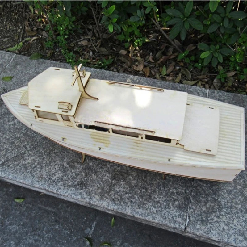 DIY Wooden Boat Model Kit Hand Assembled Electric Remote Control Boat Small Patrol Boat Model wooden ship model kit  toy