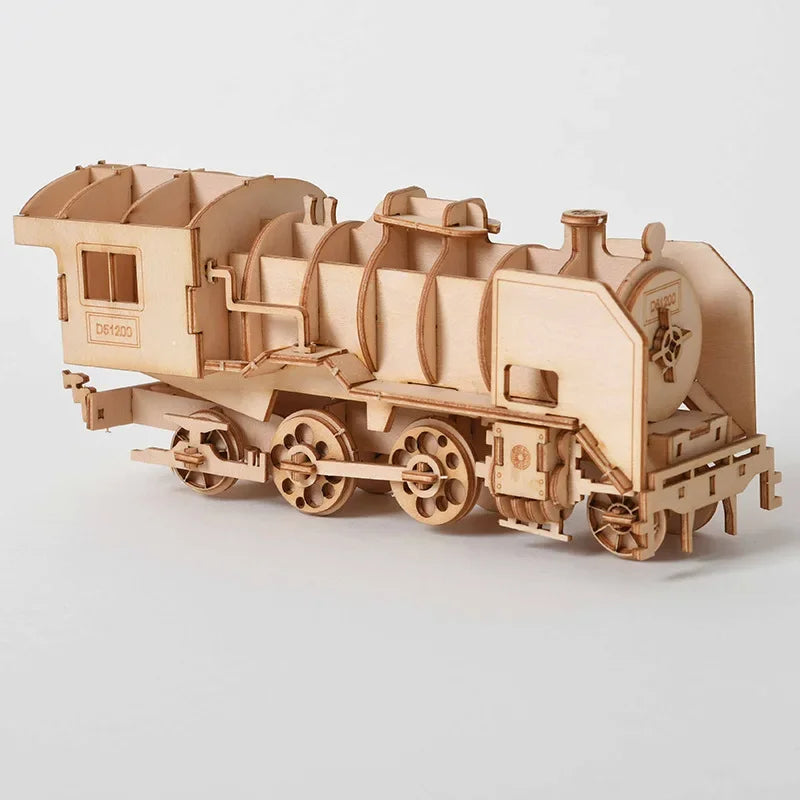 Laser Cutting DIY Sailing Ship Train Airplane Toys 3D Wooden Puzzle Toy Assembly Model Kits Desk Decoration for Children Kids