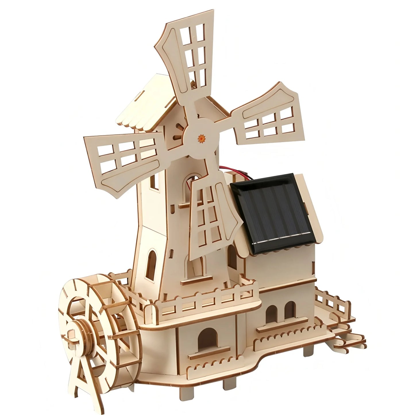 Solar windmill houses, children's DIY handcrafted assembly models, 3D wooden jigsaw puzzles, educational science experiments