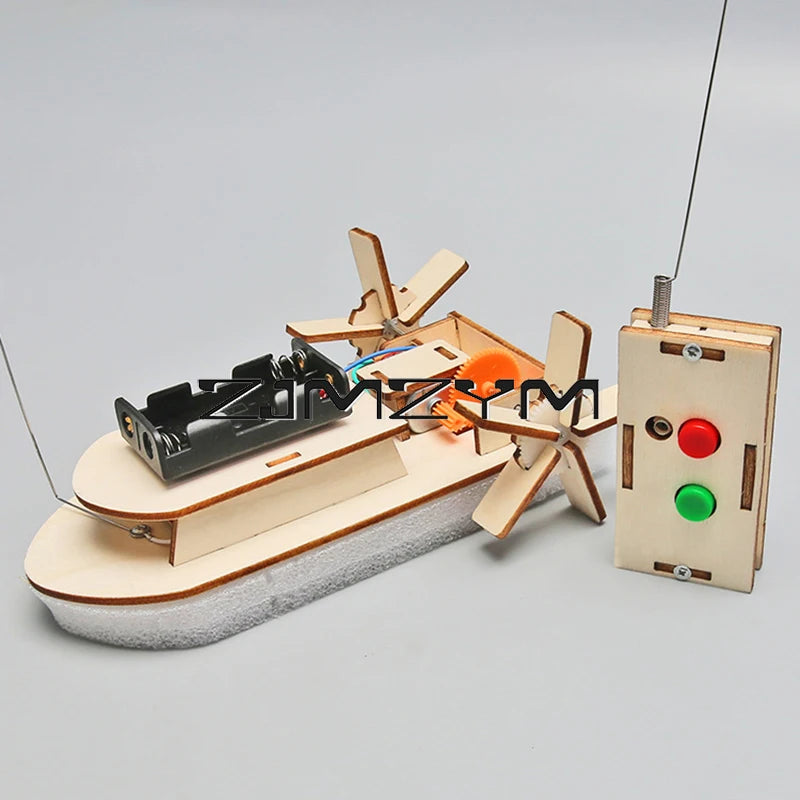 Wooden Ship Model Kit DIY Handmade Remote Control Ship Model Mini Boat Model Gift For Educational Manual Science