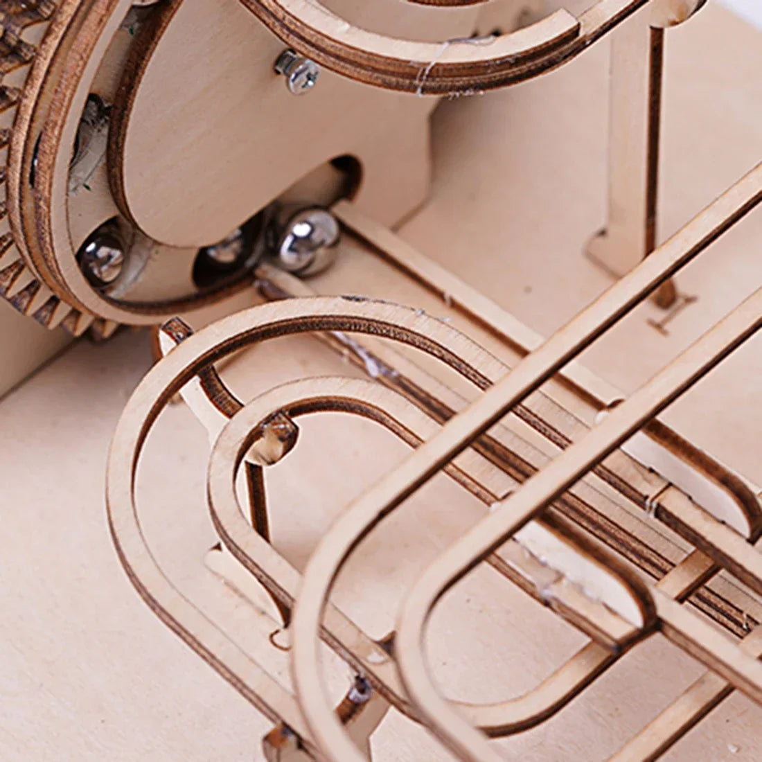 DIY 3D Wooden Marble Run Kit Build Mechanical Gears Steam Powered Science Experiment Educational Toy for Children and Teens