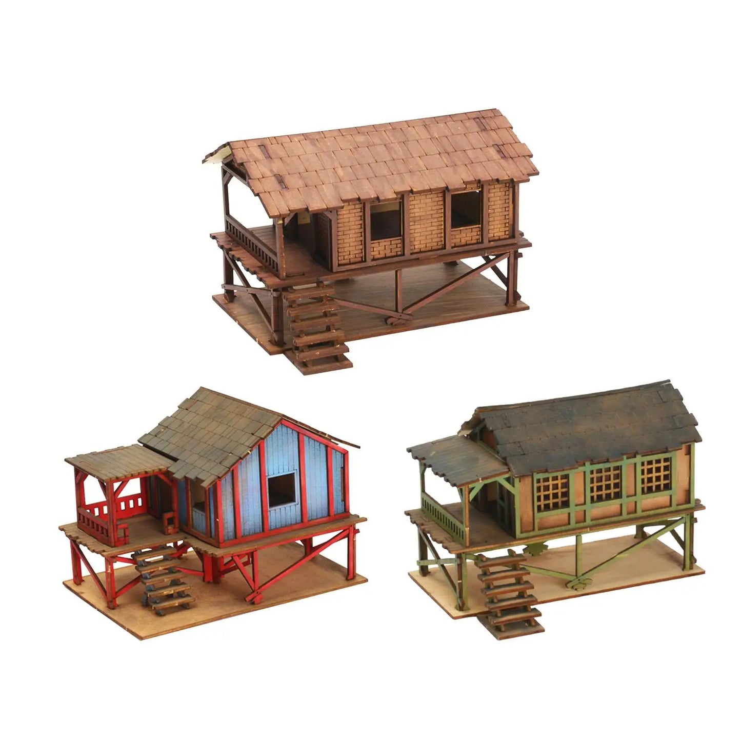 1/72 Models DIY Wooden House Assemble DIY Crafts Miniature House Handmade Buiilding Model Architecture Kits House Diorama Layout